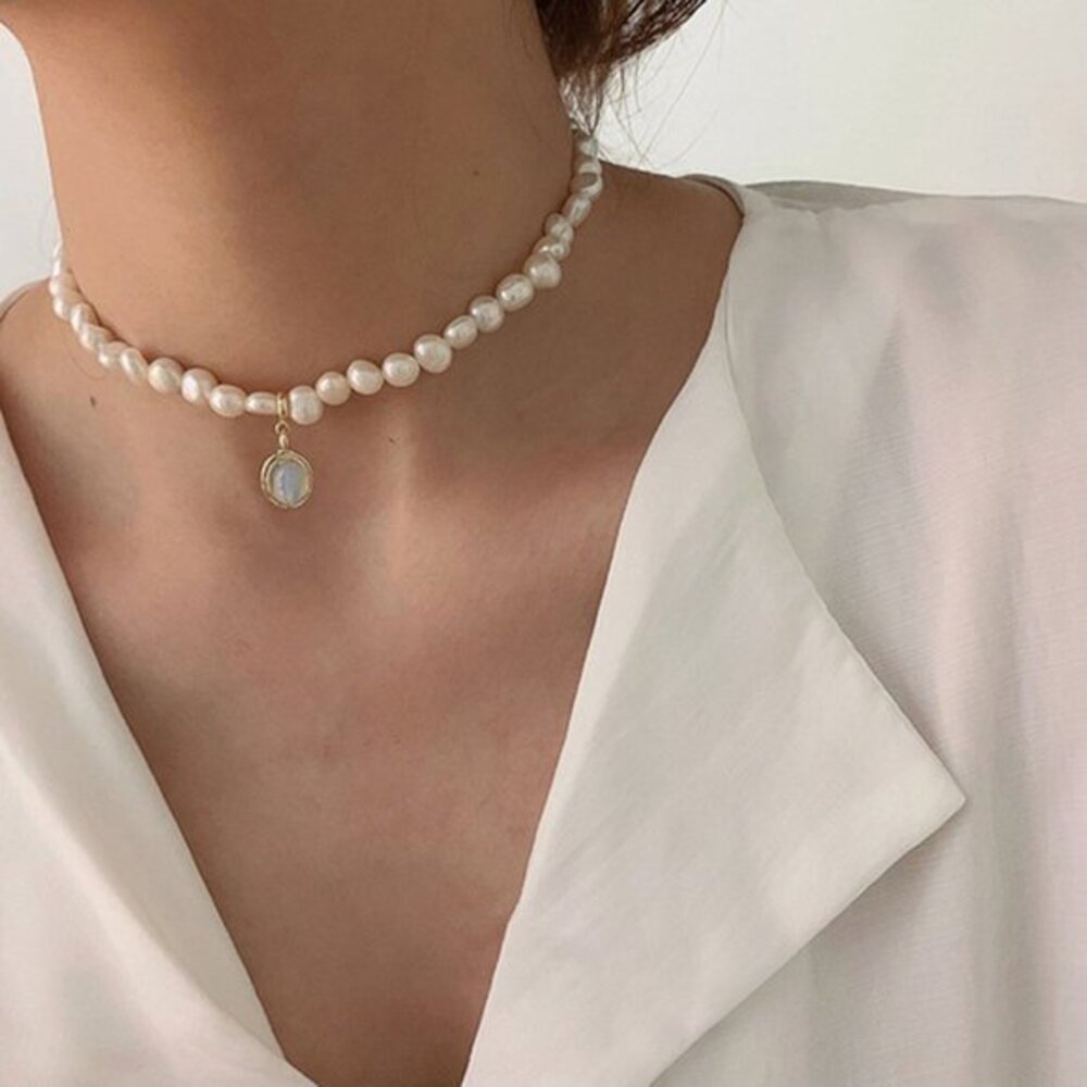 Pearl Choker Necklace 14" to 16" inches adjustable